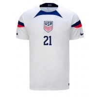 Camiseta Estados Unidos Timothy Weah #21 Primera Equipación Mundial 2022 manga corta
